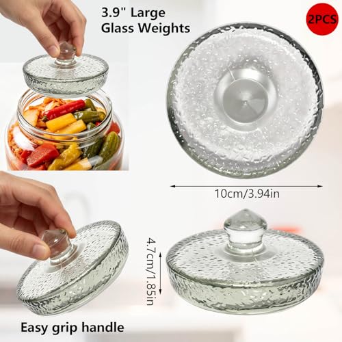 Glass Fermentation Weight with Easy Grip Handle,2 Pack Large and Heavy Fermenting Weights for 3.9inch Wide Opening Gallon Jars,Dishwasher Safe - size: Large