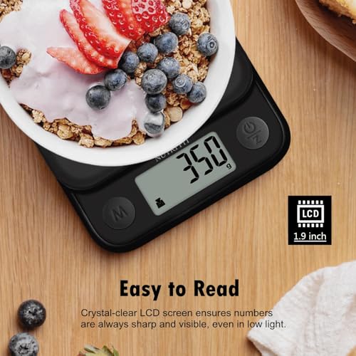 Food Scale Kitchen Scale Weight Grams and Ounces Small Digital Scale for Weight Loss Baking Cooking Coffee of NUTRI FIT, Max 11lb 0.5g Increment, LCD Smart Tare, Easy to Use for Travel, AAA Battery - color: Classic Black
