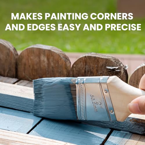 Mister Rui Paint Brush 4 Piece Set, 2" Short & Long Handle, 2.5" Angled Brushes with Paint Comb, Commercial Grade Trim, Cabinet, Roller Brushes - size: 4PCS, 2" Short, 2", 2.5", Paint Comb