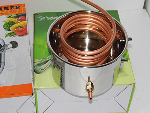 OLizee® 8 Gal Stainless Steel Water Alcohol Distiller Copper Tube 30L Still Spirits Boiler Home Brewing Kit with Thumper Keg