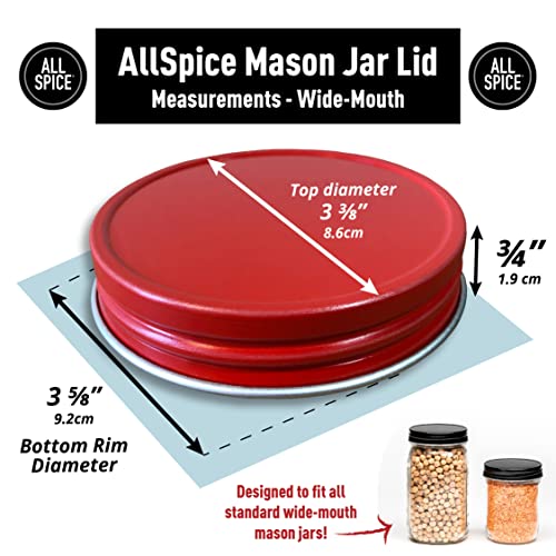 AllSpice Rust-Proof Wide Mouth Aluminum Metal Mason Jar Lids Leak-Proof 12-Pack (Red) - color: Red, size: Wide Mouth