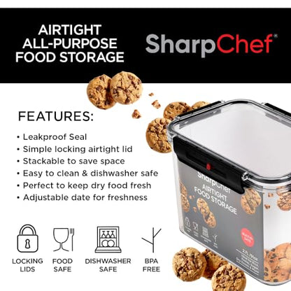 Airtight Food Storage Container with Easy locking lids, Date Indicator, Leakproof, Kitchen Pantry Organization and Storage, Cereal, Flour & Sugar, Rice, Cookies, Candy, Pasta,BPA-Free (2.7L)