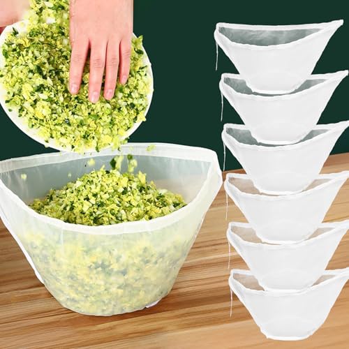Andibro 6PCS Cheese Cloth Bags for Straining, Bowl-shaped Fine Mesh Cheese Cloths Filter Bag Nut Milk Bag Reusable Organic Food Filter Bag Suitable for Nut Juice Soy Dumpling Fillings