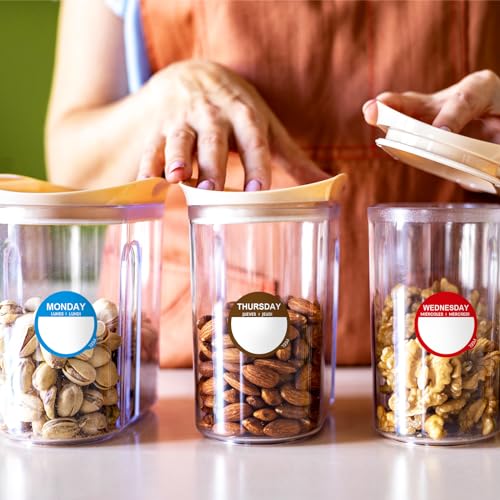 Sayglossy 7000 Pcs Day of Week Label Food Label Monday Through Sunday Management Inventory Sticker Removable Weekly Self Adhesive Date Dot Sticker for Restaurant Kitchen Container (Round) - style: Round