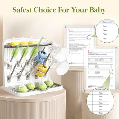 Lifewit Baby Bottle Drying Rack with 10 Hooks, Newborn Essentials Must Haves, Bottle Storage Organizer for Countertop, Cabinet, Rack Dryer Holder for Pacifiers, Pump Parts, Baby Stuff - size: Medium-10 Hooks, style: without Drain Mat