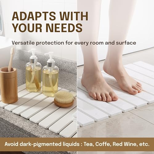 Stone Dish Drying Mat, 24 x 16 Inch Absorbent Diatomite Countertop Mat for Dishes, Cups, Bottles, Coffee Bar and Sink Area, White - color: White