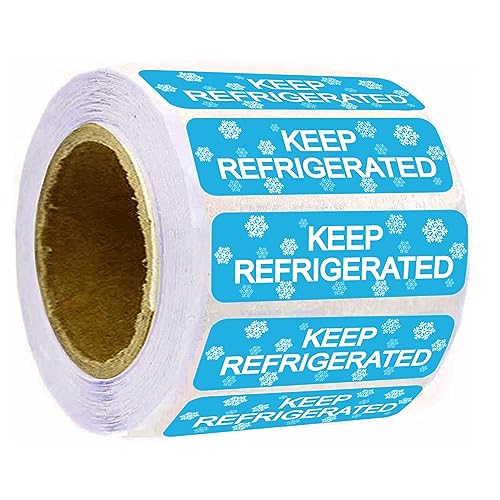 Rectangle Keep Refrigerated Sticker Waterproof Rectangle Refrigerated Label | Blue Keep REFRIGERATED Food Packaging Warning Labels Pharmacy Drugstores Warning Label 500 Pcs Cold Food Shipping 0.5X1.5'' - color: Blue, size: 0.5 X 1.5 Inch Rectangle