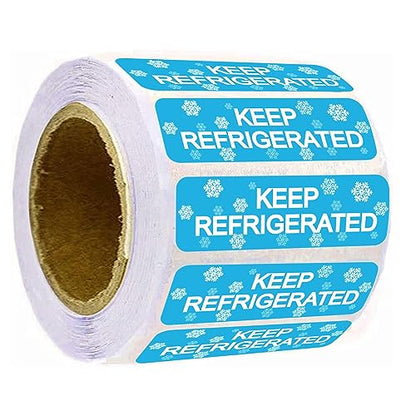Rectangle Keep Refrigerated Sticker Waterproof Rectangle Refrigerated Label | Blue Keep REFRIGERATED Food Packaging Warning Labels Pharmacy Drugstores Warning Label 500 Pcs Cold Food Shipping 0.5X1.5'' - color: Blue, size: 0.5 X 1.5 Inch Rectangle