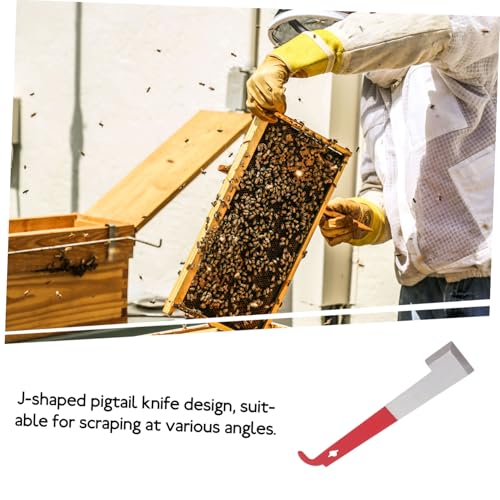 Happyyami Stainless Steel Beehive Tool Set Curved J Scraper for Beekeeping 2.5mm Thick for Hive Maintenance and Frame Lifting Sturdy and Easy to Use Beekeeper Supplies
