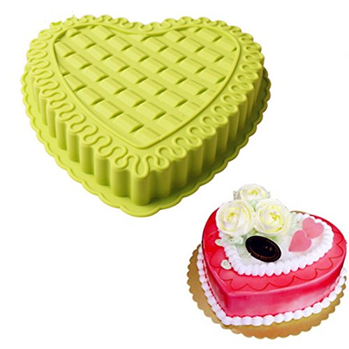 FantasyDay 10'' Love Heart Shape Silicone Baking Molds, Anniversary Birthday Tray-Wedding Festival Party Silicone Cake Mold for Muffins Brownie Cornbread Candy Chocolates Butter Fondant Gummy Bread - color: Heart#1
