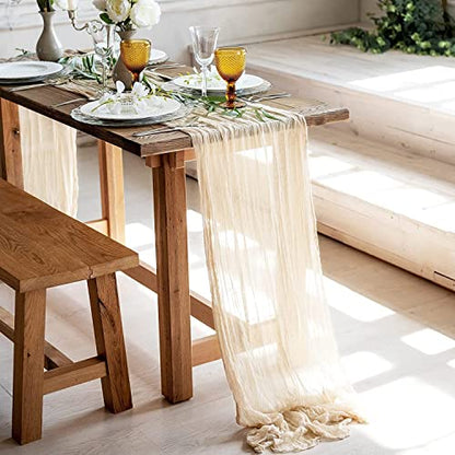 Mull Muslin 100% Cotton Fabric Voile Curtains Fine Unbleached Cheesecloth Linen Look Wedding Table Runner - 140cm Wide - Ecru Cream (Per 10 Metres)