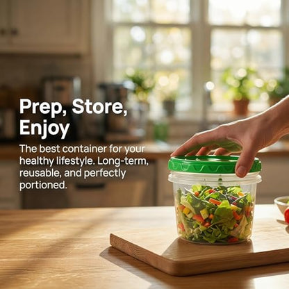 EONJOE 32oz Plastic Freezer Food Leftovers Containers with Lids, 12pcs | Reusable ,Airtight & BPA-free for fresh food. Dishwasher/freezer safe, perfect for daily meal prep, portion control - size: 32oz