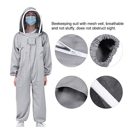 GLOGLOW Beekeeping Veil Suit, Breathable Mesh Hat Beekeeper Protective Smock for Beekeeping Honey Harvesting