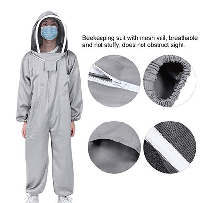 GLOGLOW Beekeeping Veil Suit, Breathable Mesh Hat Beekeeper Protective Smock for Beekeeping Honey Harvesting