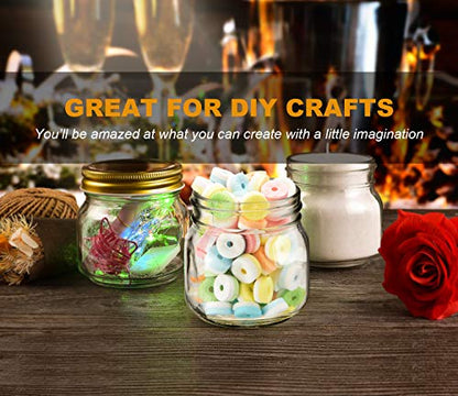 Rainforce Mason Jars 8 oz 30 Pack- Small Mason Jars With Gold Lids -1/4 Quart Canning Jars| Storage Pickling Jars For Jelly, Jam, Honey, Pickles, Spice - With 30 Chalkboard Labels - color: Gold