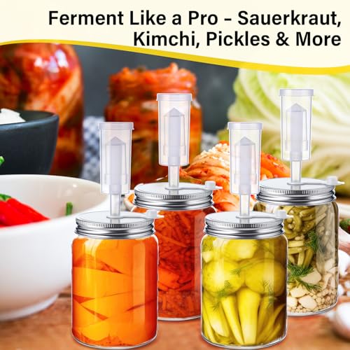 8 Set Fermentation Kit for Wide Mouth Mason Jar Pickling Sauerkraut Kit with 8 Airlocks, 8 Fermenting Lids, 8 Glass Weights, 8 Silicone Rings & Grommets (Jars Not Included)