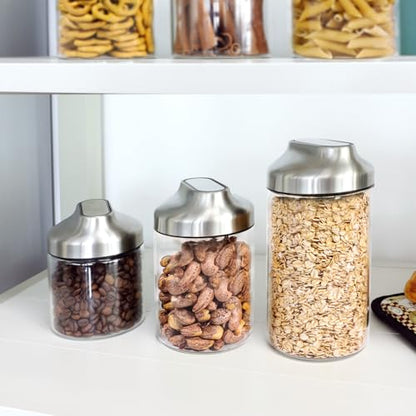 Aelga 34oz Glass Food Jars Canisters with Lid, Wide Mouth Storage Jars with Airtight Lids, Clear Food Storage Containers for Flour, Cereal, Coffee, Nuts & More - size: 34 OZ