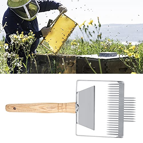 Beekeeping Uncapping Fork Tool – Stainless Steel Beehive Knife Scraper with Wooden Handle for Honey Harvesting Comb Uncapping