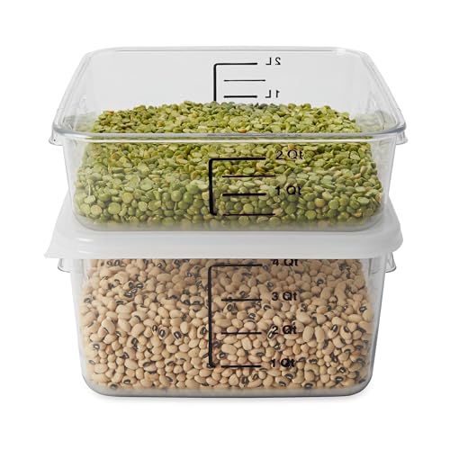 Rubbermaid Commercial Products, Space Saving Square Food Storage Container, 2 Quart, Clear, for Kitchen/Sous Vide/Meal Prep - size: 2 Qt.