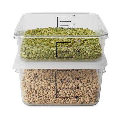 Rubbermaid Commercial Products, Space Saving Square Food Storage Container, 2 Quart, Clear, for Kitchen/Sous Vide/Meal Prep - size: 2 Qt.