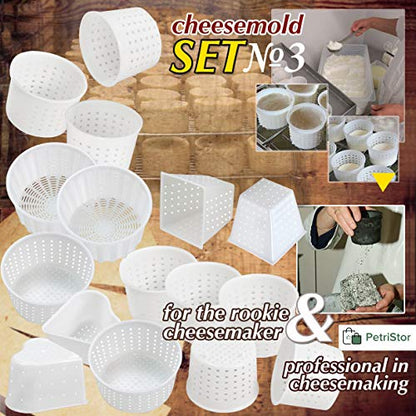 PetriStor 16 Pcs Soft Cheese Making Kit for Beginners - Small Cheese Molds - Cream Cheese Molds for Making Cheese - Molde Para Queso Fresco Casero - Paneer Maker Mold - Cheese Making Supplies №3