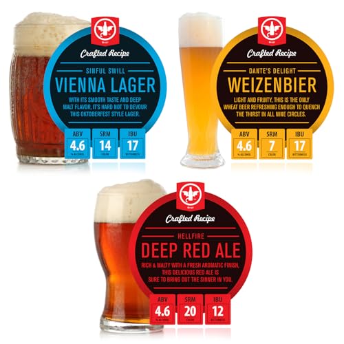 2 Gal. Craft Variety 3-Pack of Beer Recipe Kits - Makes (3) Wicked-Good 4.6% ABV Batches of Craft Brewed Beer - size: Craft Recipes (Variety)
