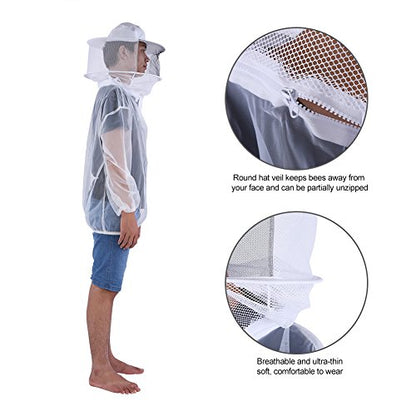 Beekeeping Jacket, Transparent Beekeeping Protective Suit with Hooded Veil, Ventilated Bee Jacket for Professional Beginner Apiarist