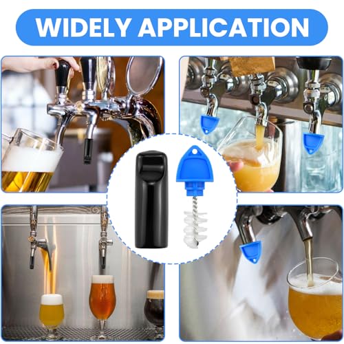 Beer Tap Plugs Brush Kit - 24 Cleaning Brushes & 5 Draft Beer Tap Plugs for Kegerator Cleaning Replacement Cleaning Parts, Sanitary Faucet Cap Cover Brush Set for Most Taps Bar
