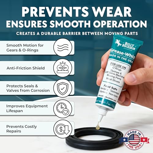 Grease-Whiz Food Grade Grease Lubricant 1oz - Grease for Meat Slicer, Ice Cream, Slushee Machine, Beer Kegs, Pools, O Rings - Food Grade Lubricant for Commercial & Domestic Use by Billy Buckskin - size: 1oz