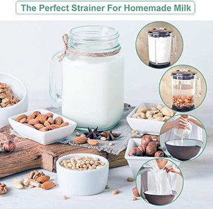 Nut Milk Bag Reusable 3 Pack Multi-size Food Strainer Nut Bags | for Straining Almond/Soy Milk Greek Yogurt Cold Brew Coffee Tea Beer Celery Juice Fine Nylon Mesh(8"x12"/10"x12"/13"x13") - size: 3 pack-8"x12"/10"x12"/13"x13"