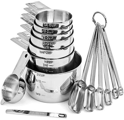 Hudson Essentials Stainless Steel Measuring Cups and Spoons Set (15 Piece Set) - size: 15 Piece Set