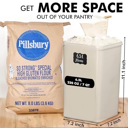 WHITE FEATHER SUPPLIES 2 PC [7 Qt / 6.5L / 220 Oz] Large Food Storage Containers with Lids Airtight - BPA Free Clear Plastic Kitchen and Pantry Storage Containers for Cereal, Flour, Sugar, Rice - color: Clear - 2 Pack