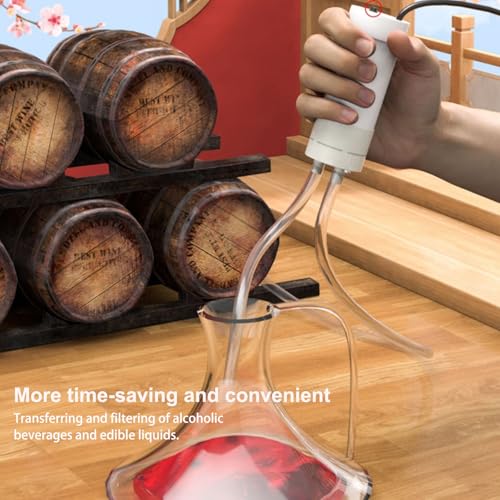 Electric Wine Siphon Pump, Portable Beer Transfer Pump, USB Food Grade Auto Siphon Self Priming Pump for Bottling Home Brew Wine,Beer,Mead,Water Beverages and Kombucha Low Noise, 2LPM No Mess Leak - color: White