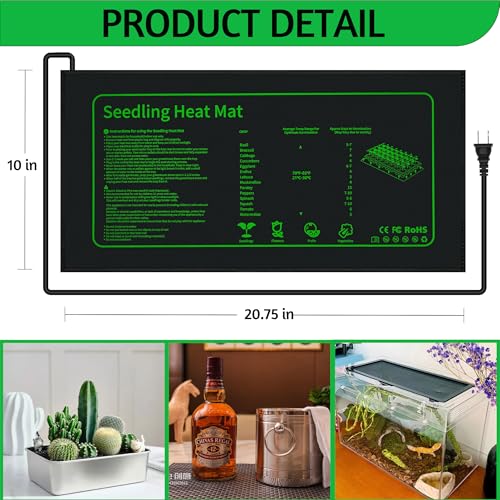 LOCONHA Seedling Heat Mat for Seed Starting,10" x 20.75" Waterproof Heating Pad for Indoor Plants Germination (Black 4 Pack) - color: Black 4 Pack