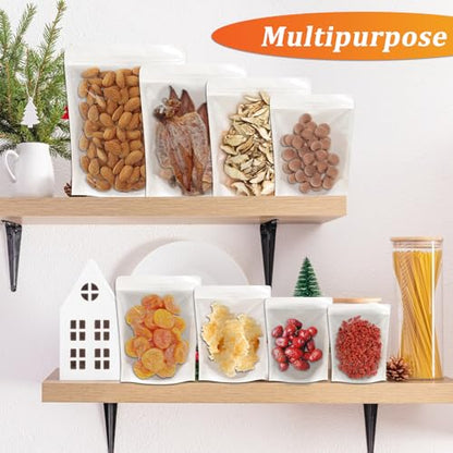 100 PCS Resealable Packaging Bags for Small Business，Kraft Bags With Window Clear Fornt Heat Seal Sealable 6.3"x9.5"Paper Zipper Stand Up Pouches Nut Bag Coffee Cookie Herb Food Bakery Storage - size: 6.3X9.5 INCH