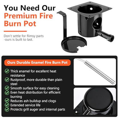 Fire Burn Pot and D2 Hot Rod Ignitor Kit for Traeger Pro 575 & 780, Ironwood 650 & 885, Silverton 620 & 810 Wood Pellet Grills with D2 Direct Drive and WiFIRE Technology, Porcelain-Enameled Fire Pit - size: Fire Burn Pot + D2 Hot Rod Ignitor