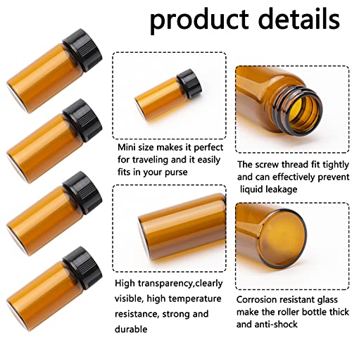 5ml Small Sample Vials, 50Pcs Amber Glass Sample Bottles with Screw Cap, Lab Sample Vials for Laboratory, Liquid, Water, Seeds, Essential Oil - size: 5ml-50pcs