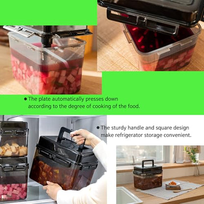 SMART Automatic Press Plate Food Storage Container for Kimchi Sauerkraut Pickle Fermentaion/Airtight Lid Food Storage Container for Preserved Food Bulk Fermentation (5L / 1.3 gal) - size: 5 L