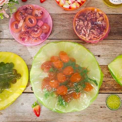 Mwellewm Bowl Covers Reusable Elastic Plastic Wrap for Food Storage Fresh Keeping Stretch Bags Bowl Covers for Bread Proofing Alternative to Foil for Family Outdoor Picnic Sourdough Baking(180)