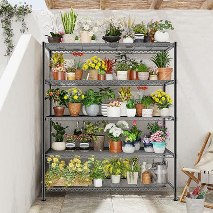 45 "W Storage Shelves 5 Tier Wire Shelving Unit Adjustable Metal Shelving Wire Shelf Pantry Shelves Wire Commercial Rack for Closet Kitchen Pantry Utility Room Garage 45" Wx 13.5" Dx70.5 H Black - size: 45" W x 70.5" Hx 13.5" D