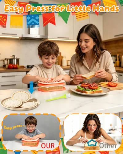 CHICHAUS Uncrustable Sandwich Maker,Sandwiches Pocket Circle Shape 3.7Inch Sandwich Cutter and Sealer,Sandwich Cutter for Kids Breakfast and lunchboxes (Peach Pink) - color: Peach Pink