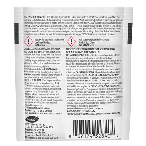 Diversey Glass Cleaner, Powder, 0.5 Oz Packet, 100/carton