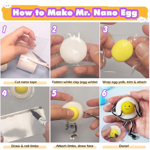 FUNSHOWCASE Nano Tape Bubble Kit with Clay, Marker, 6-Design Guide Squishy Maker Set - color: Nano Tape Bubble