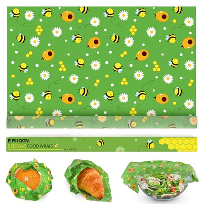 Beeswax Food Wraps,13x39 Inch Honeycomb Bread Wrap Eco-Friendly Reusable Bread Storage Bags Kitchen Food Storage Organic Beeswax Plastic Wrap - size: Bee Flower