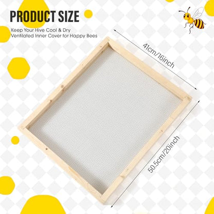 CroBlissful Beehive Inner Cover 10 Frame Ventilated Inner Cover Langstroth Style Beekeeping Ventilated Inner Cover Beehive Insulation Bee Hive Wooden Vented Beekeeping Tool Supplies (2 Pcs)