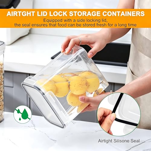 28pcs Airtight Containers, Clear Stackable Dry Food Storage | clear airtight containers with tight lids keep dry food fresh. Safe plastic, stackable for pantry kitchen storage - size: 28 pcs(42.56L)