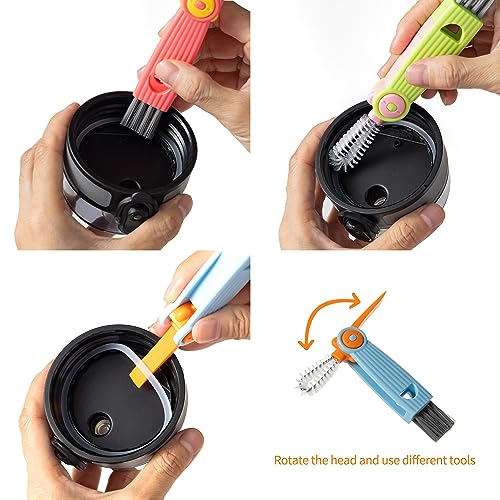 Silicone Bottle Cleaner Brush,13.4in Long Handle Water Cup Bottles Cleaner | with a Tiny Cup Lid Gap Cleaning Brush, Cleaning for Baby Bottles, Stanley Mug, Sports Bottle, Glass Vase, x Blue - style: Spining, Blue