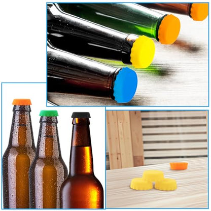 120 PCS Silicone Rubber Bottle Caps, 6 Colors Reusable Beer Caps for Home Brewing Beer, Soft Drink, Wine Bottle, Beer Bottle, Soda Bottles Kitchen Gadgets