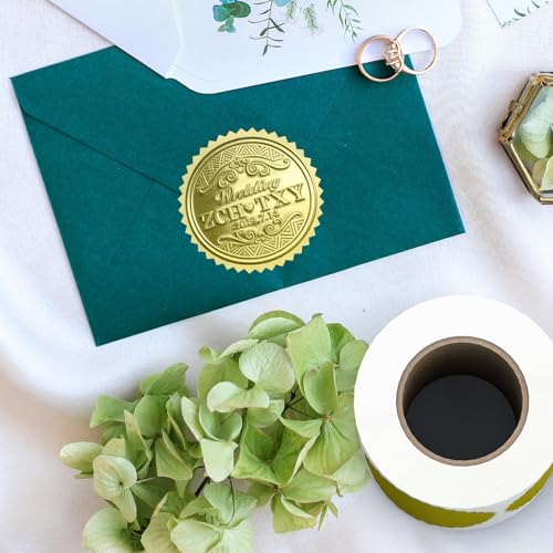 300 Pcs 2 Inch Book Embosser Stickers Roll, Wmiwulien 300 Pack Round Gold Embossed Stickers, Blank Self Adhesive Golden Foil Seals Stickers for Embossing Certificates Package Envelope Wafer Metallic - color: Gold-roll