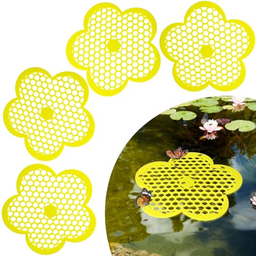 4PCS Bee Watering Station for Garden, 8.66 Inch Flower Floating Bee Island | EVA Foam Butterfly Bee Water Feeder, Floating Bee Waterer Station, Bee Hydration for Bird Bath, Pond, Patio, Outdoor Garden